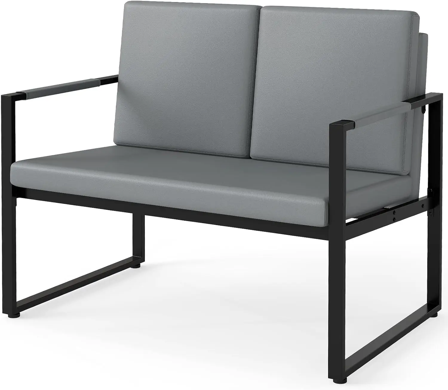 GIANTEX Modern Loveseat Sofa, 2-Seater Sofa with Solid Metal Frame & Removable Back Cushions, Spacious Seat & Supportive Armrests, Indoor Couch for Living Room, Bedroom, Office (Gray)