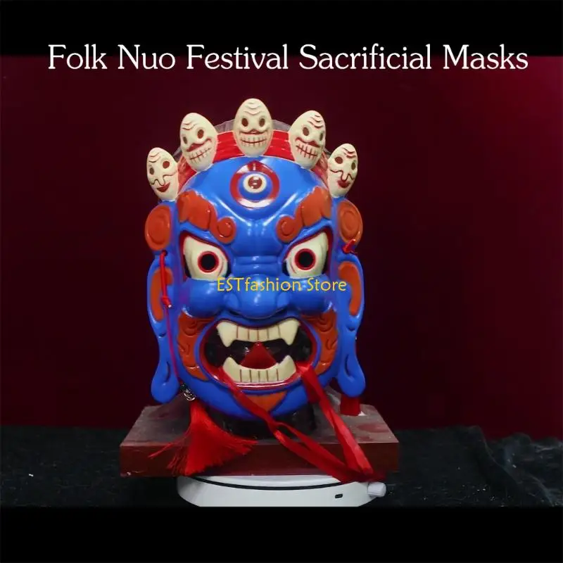 Y5GC Detailed Tibetan Ritual Execution Mask ABS Plastic Cultural Artifact Gatherers Display