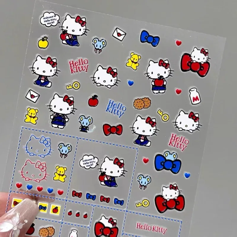 Hello Kitty lindo creativo kawaii pegatinas de uñas regalo de vacaciones personalidad anime que rodea pegatinas de decoración de dibujos animados al por mayor