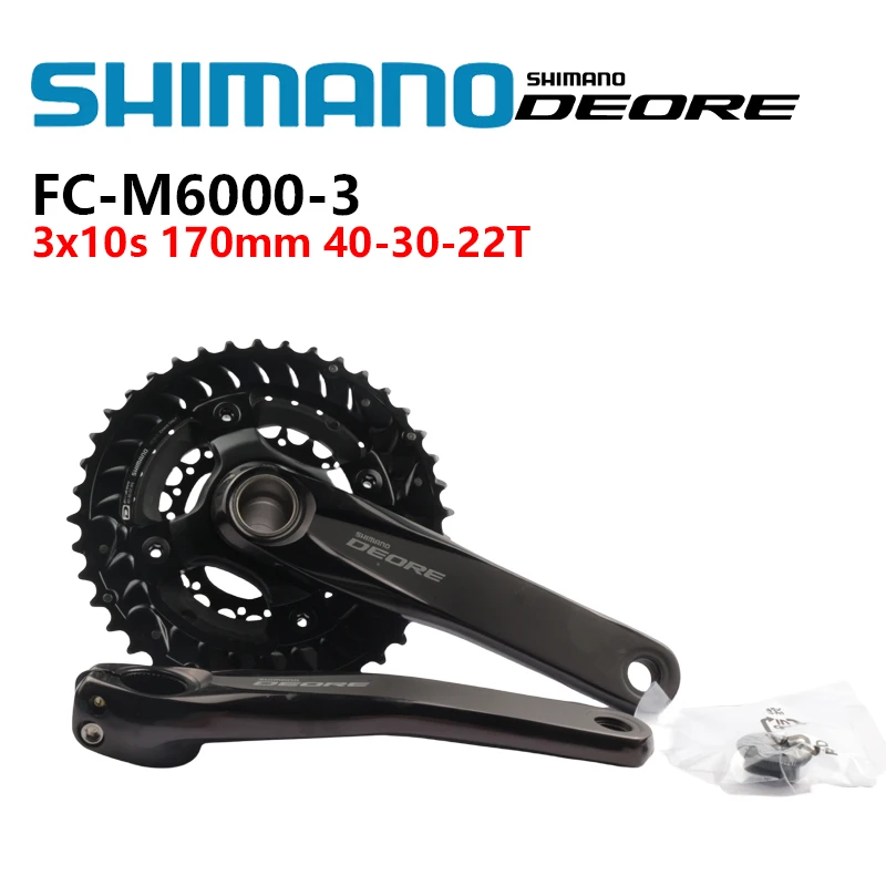 Shimano DEORE M6000 Chainwheel 3x10s دراجة كرانسيت 170 مللي متر 40-30-22T للدراجات الجبلية FC-M6000-3 الأصلي شيمانو اللون الأسود