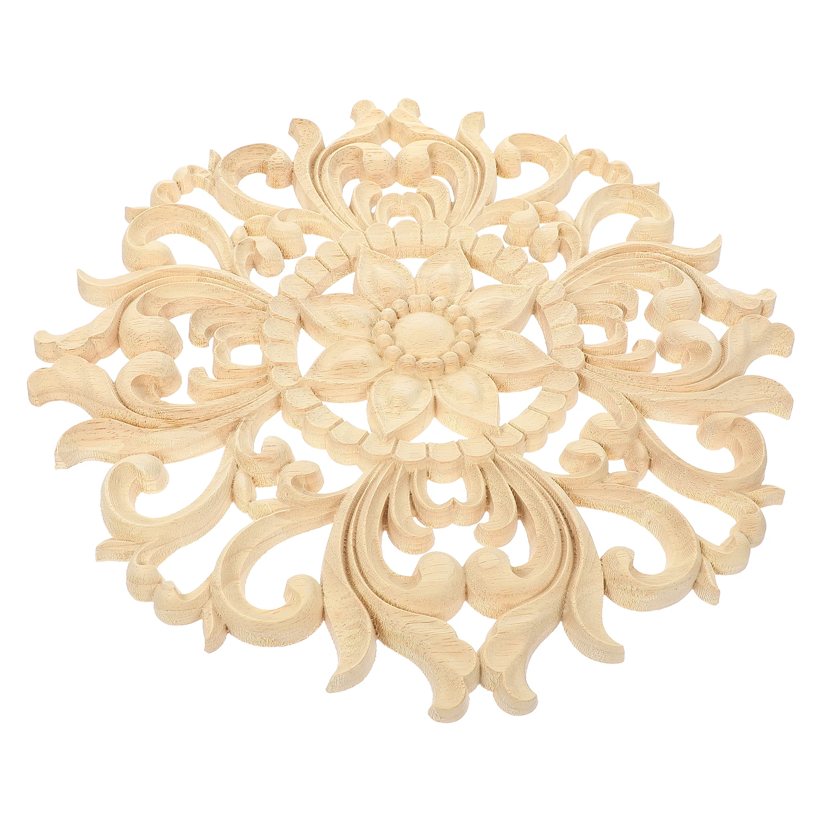 

1pc Wood Carved Applique Unpainted Flower Decoration For Cabinet Door niture Wall Mirror Carving Decal Ornament