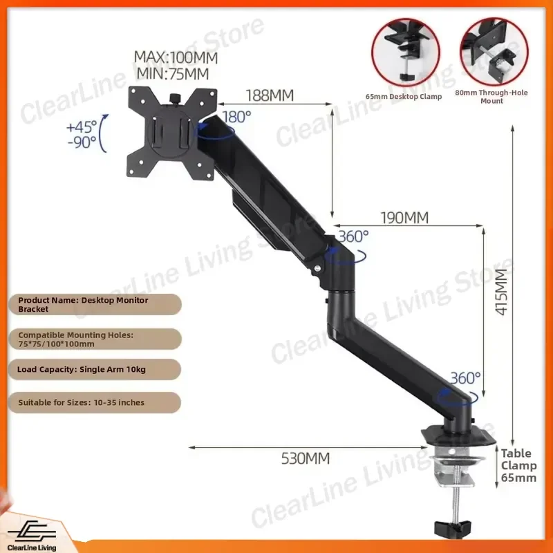 for Rotating Monitor Stand 1 2 3 Screen Height Adjustable Dual Screen Monitor Mount Cantilever 10 35 Inch Screen