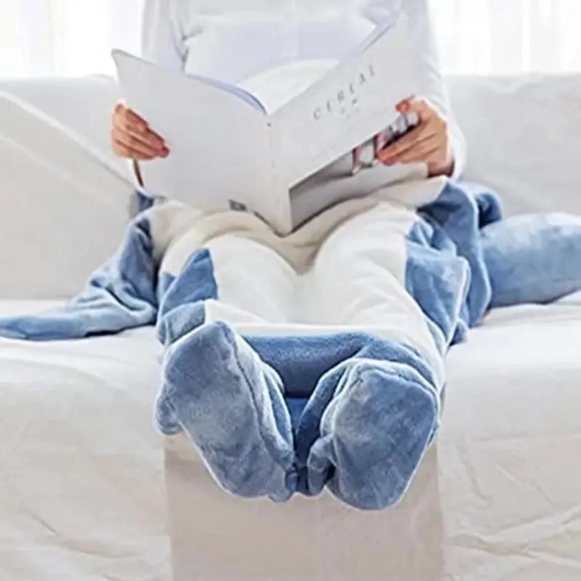 Cartoon Shark Blanket Cover Sleeping Bag Pajamas Office Nap Fabric Mermaid Winter Shawl for Children Adult Homewear Couple Pink