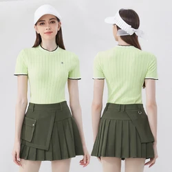 Golf Summer T-shirt for Women Knitted O-neck Top Breathable Lightweight Sports Causal Shirt Women's Clothes