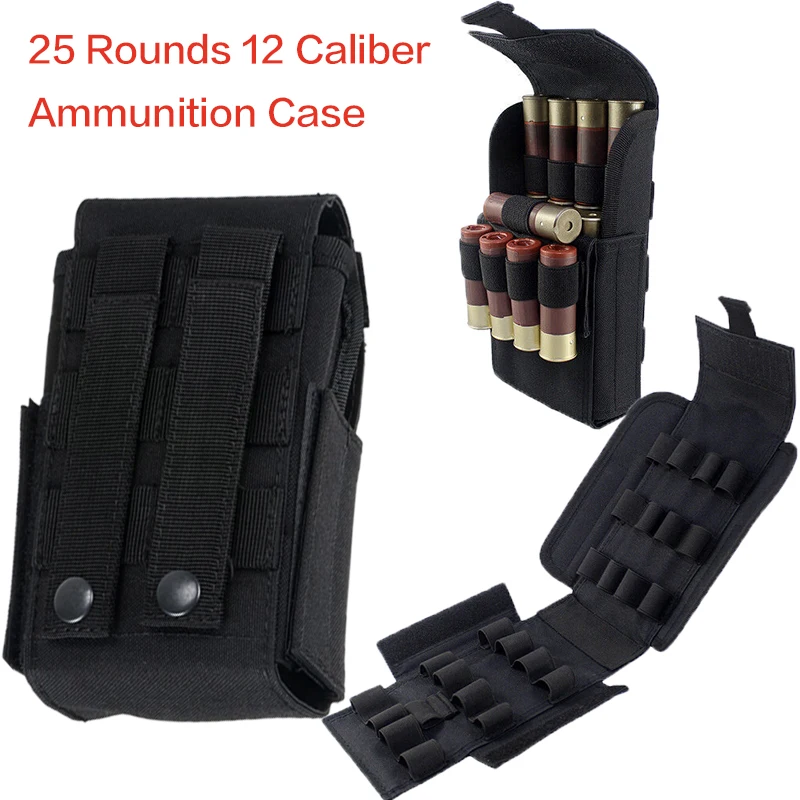 

High Quality Magazine Molle Pouch 25 Rounds 12 Caliber Ammunition Gun Loaded Bullet Bag Shotgun Case Magnetic Bag Hunting Hot