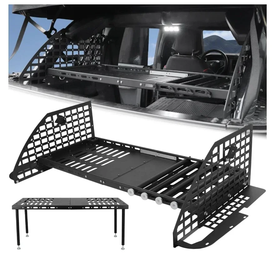 Removable storage tray table compatible with Ford Bronco luggage rack, soft top interior luggage rack accessory with MOLLE