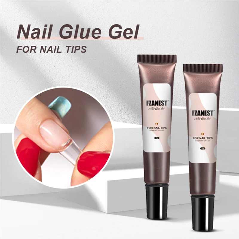 FZANEST Nail Tips Glue Gel 20g Nail Tips Gel Clear Transparent Nail Gel Soak Off UV LED Nail Art Gel Varnish Function Gel