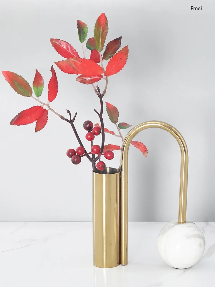 

Creative Vase Decoration Art Nordic Modern Minimalist U-Shaped Light Luxury Metal Decoration Flower Container