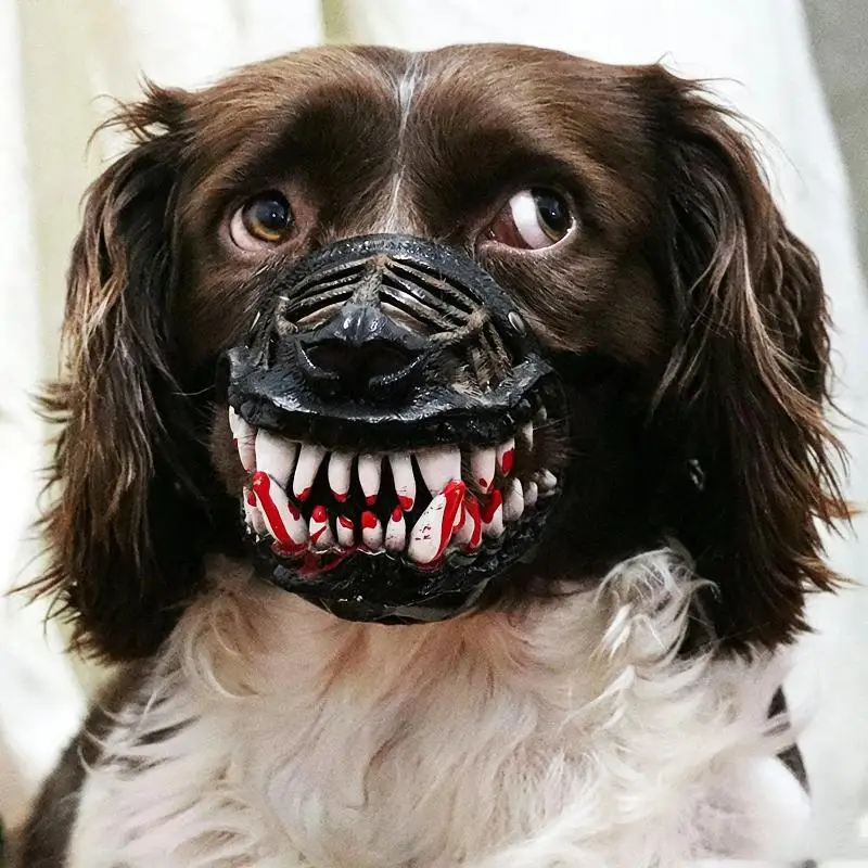 Dog Dinosaur Halloween Mask Movable Latex Mouth Funny Pet Cosplay Hood for Themed Costume Parties 1Pcs