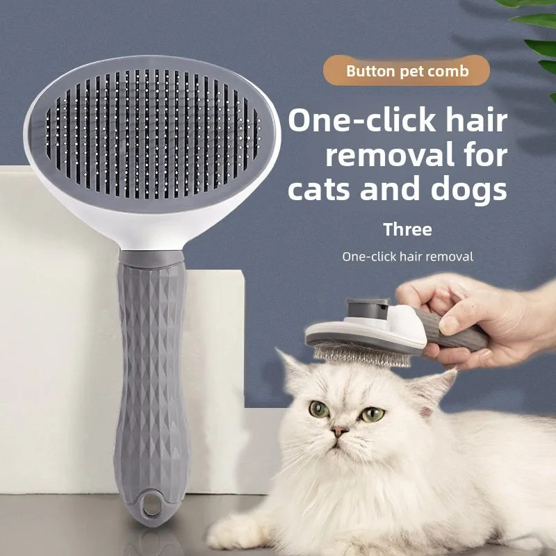 

Pet Hair Remover Comb for Cats & Dogs, Deshedding Brush, Effective for Long Hair, Self-Cleaning Grooming Tool