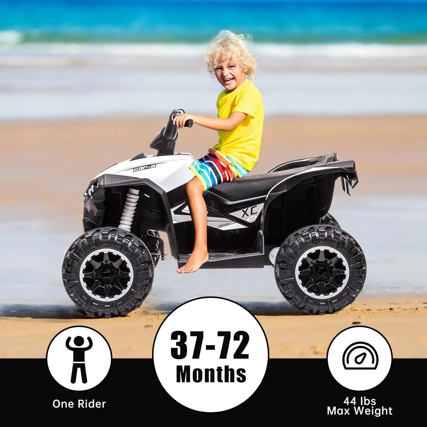 12V Kids Ride On ATV, 4 Wheeler Electric Vehicle for Toddlers, Battery Powered Motorized Quad Toy Car for Boys Girls with LED