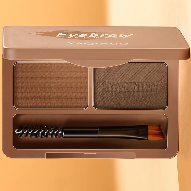 Eyebrow powder Eyebrow brush and mirror Waterproof anti-sweat makeup comes in a natural brown and dark brown grey brow powder