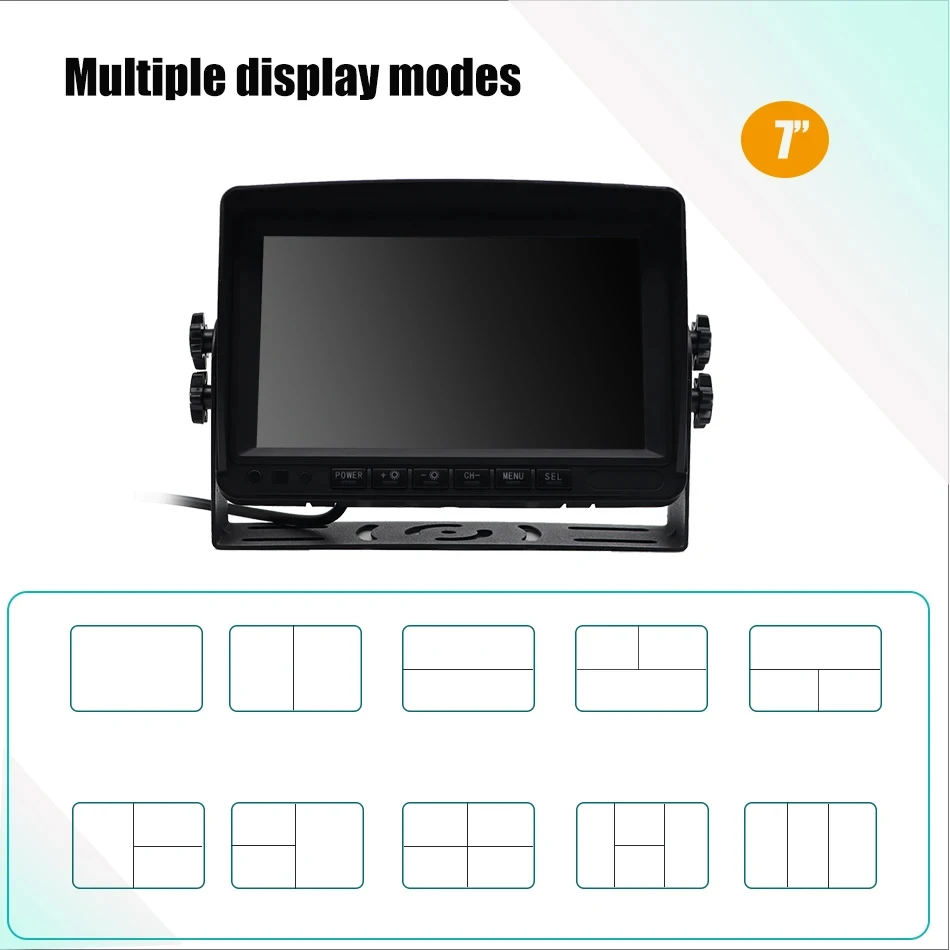 Caméra arrière tactile 4 à écran divisé de 7 pouces, avec entrée de 4 vidéos, système BSD, caméra de sauvegarde de Vision nocturne polychrome pour camions