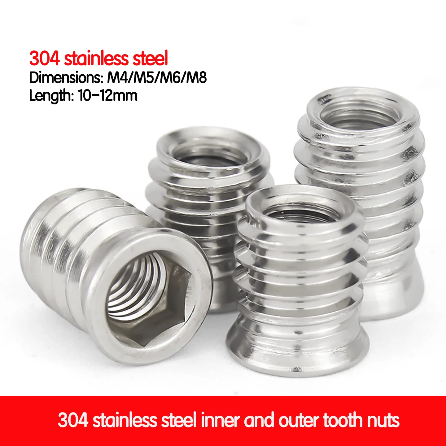 M4 M5 M6 M8 M10 Hex Socket Thread Embedded Insert Nut  for Wood Bed Cabinet Furniture Carbon Steel 304 Stainless Steel