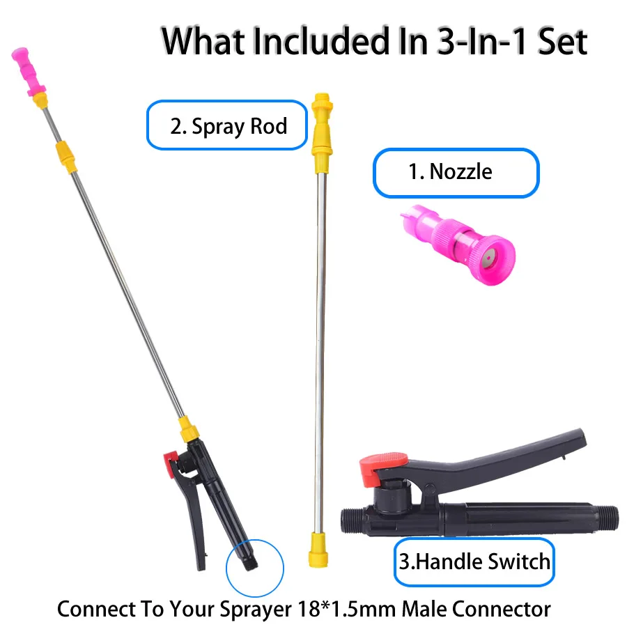 3-in-1 Set Retractable Spray Rod Bar Nozzle Handle Garden Agricultural Pesticide Spray Watering Electric Sprayer Accessories