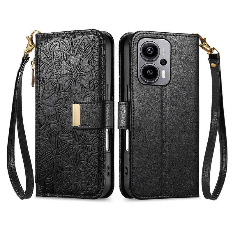 

embossing leather Cover For Xiaomi Redmi Note 12T 12 Turbo Pro+ Pro 4G Magnetic skin shockproof many card Slot Wallet phone Case