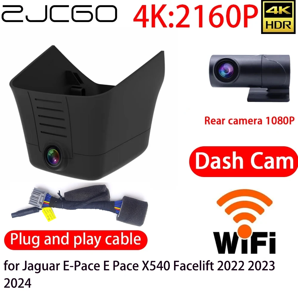 

ZJCGO 4K Car DVR Dash Cam Wifi Front Rear Camera 24h Monitor for Jaguar E-Pace E Pace X540 Facelift 2022 2023 2024