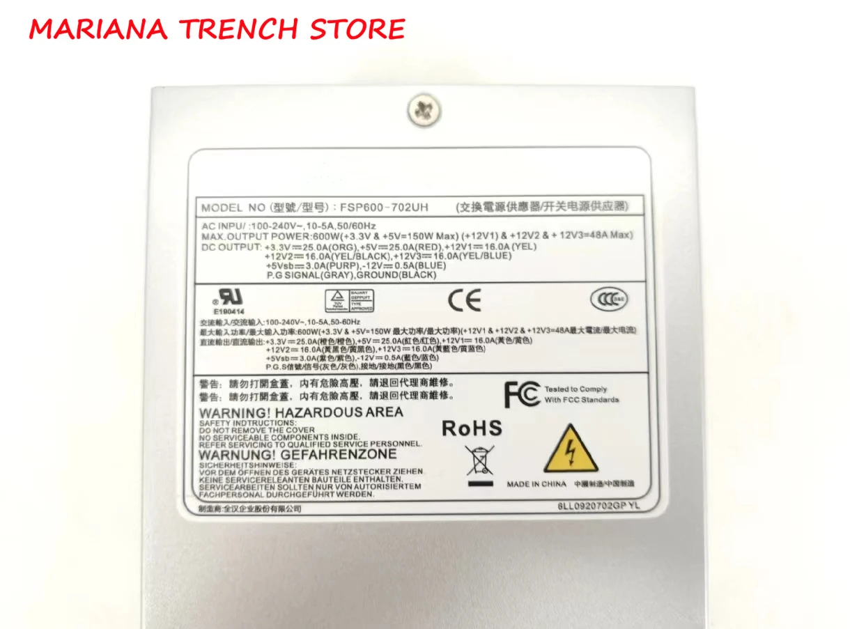 FSP600-702UE for FSP Rated 600W 2U Server Power Supply