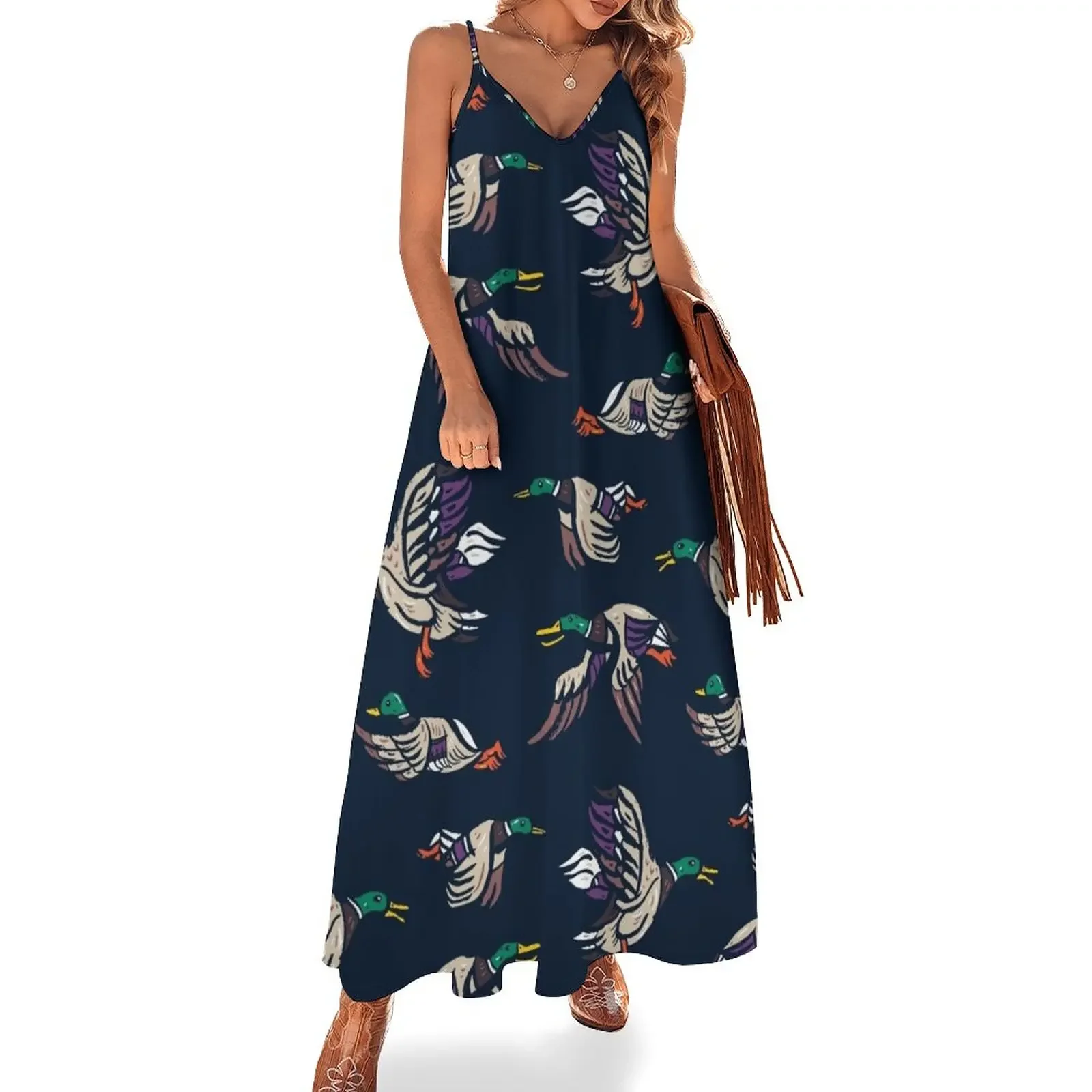 

Male Mallard ducks brush pen Sleeveless Dress Women's summer dresses party dresses woman Dress