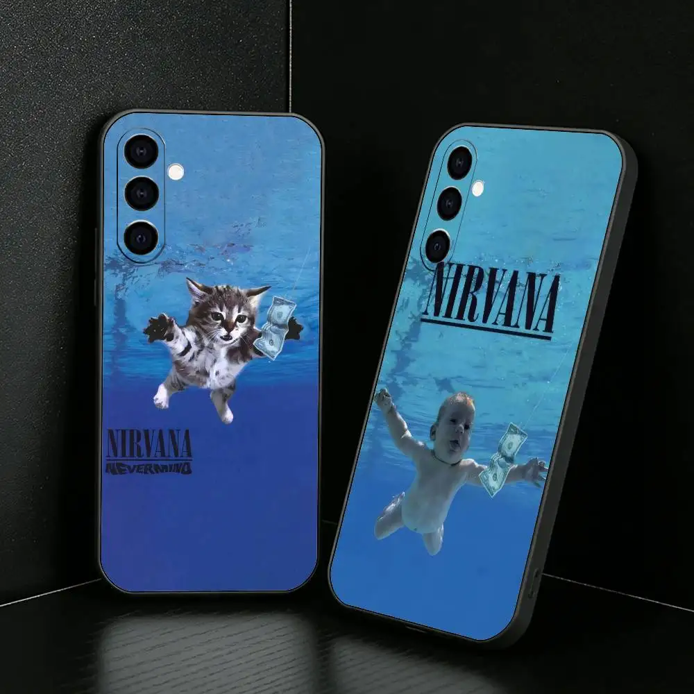 N-Nirvana Grunge K-Kurt Cobain Singer Phone Case For Samsung Galaxy A73,A72,A71,A70,A52,A51 Others Soft Black Cover