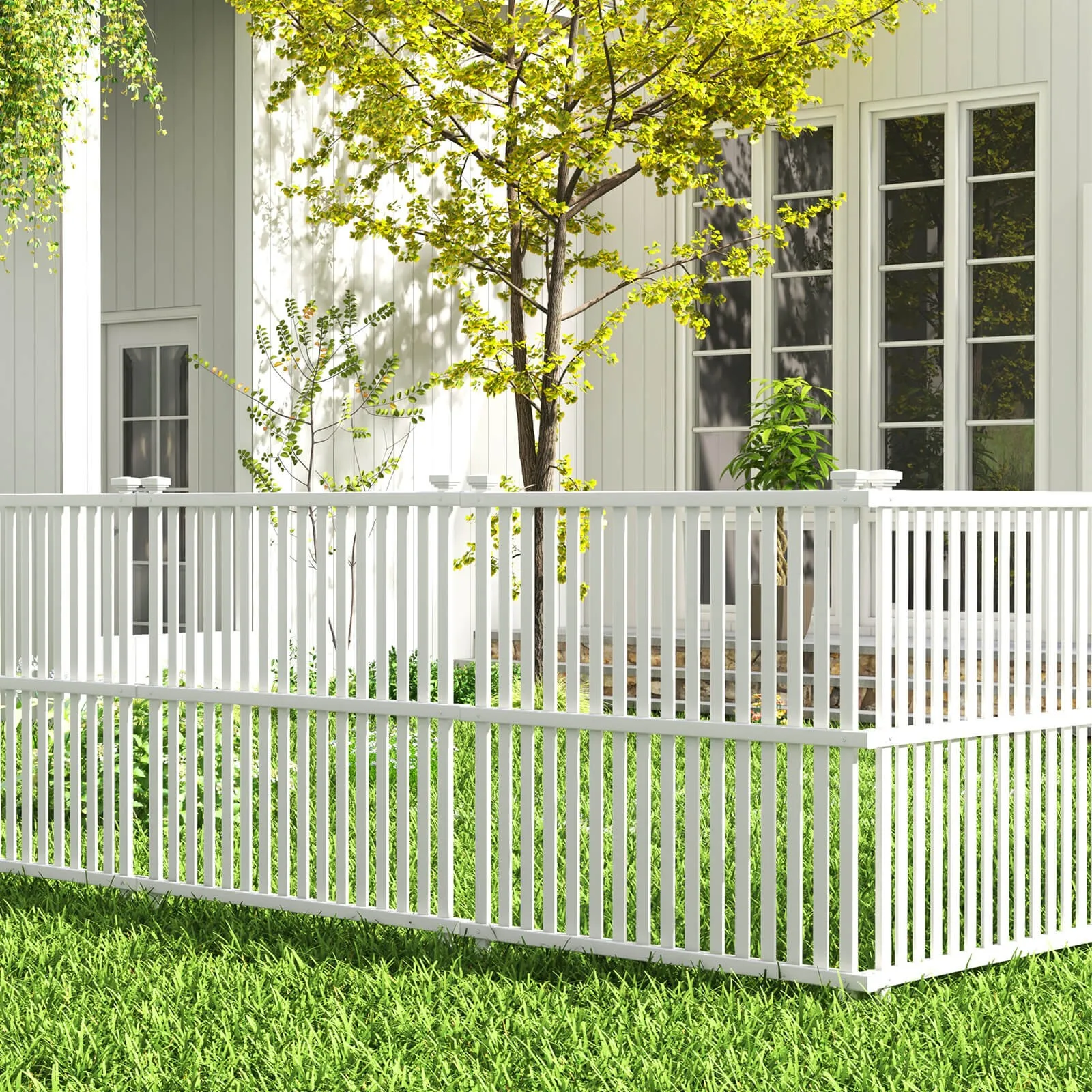 

4 Air Conditioner Fence Panels w/ Metal Ground Stakes No Dig Trash Can Enclosure