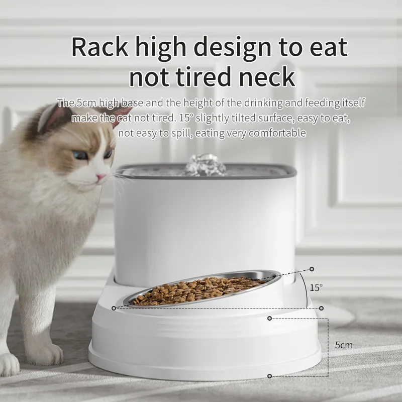 

2in1 3L Cat Water Fountain Cats Automatic Drinker and Feeding Bowl Recirculate Filtring Pet Cats Drinking Water Dispeneser