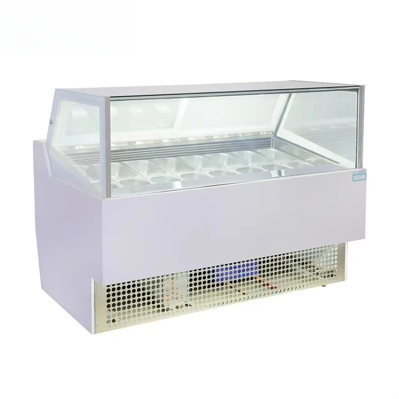 12-Disc Italian desktop ice cream and ice cream cabinet with curved glass, automatic defrost fan cooling