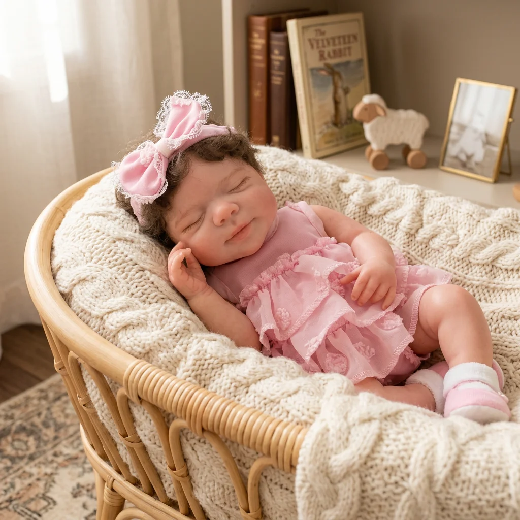 13 Inch Pascale Full Body Silicone Reborn Doll Sleeping Closed‑Eyes Design, Lifelike Newborn Hand‑Painted Waterproof Collectible Art Ornament for Holiday & Birthday Gifts