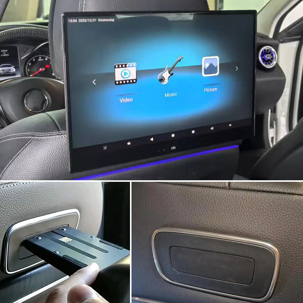 

Rear Seat Entertainment System For Mercedes GLE450 GLE580 W167 Android 16 Headrest Monitor 4K WiFi Touch Screen Car Video Player