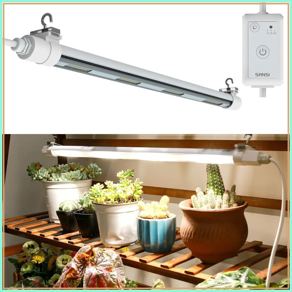 

2FT 25W Full Spectrum LED Grow Light Strips for Indoor Plants, 4000K, Dimmable with Timer, IP54 Waterproof