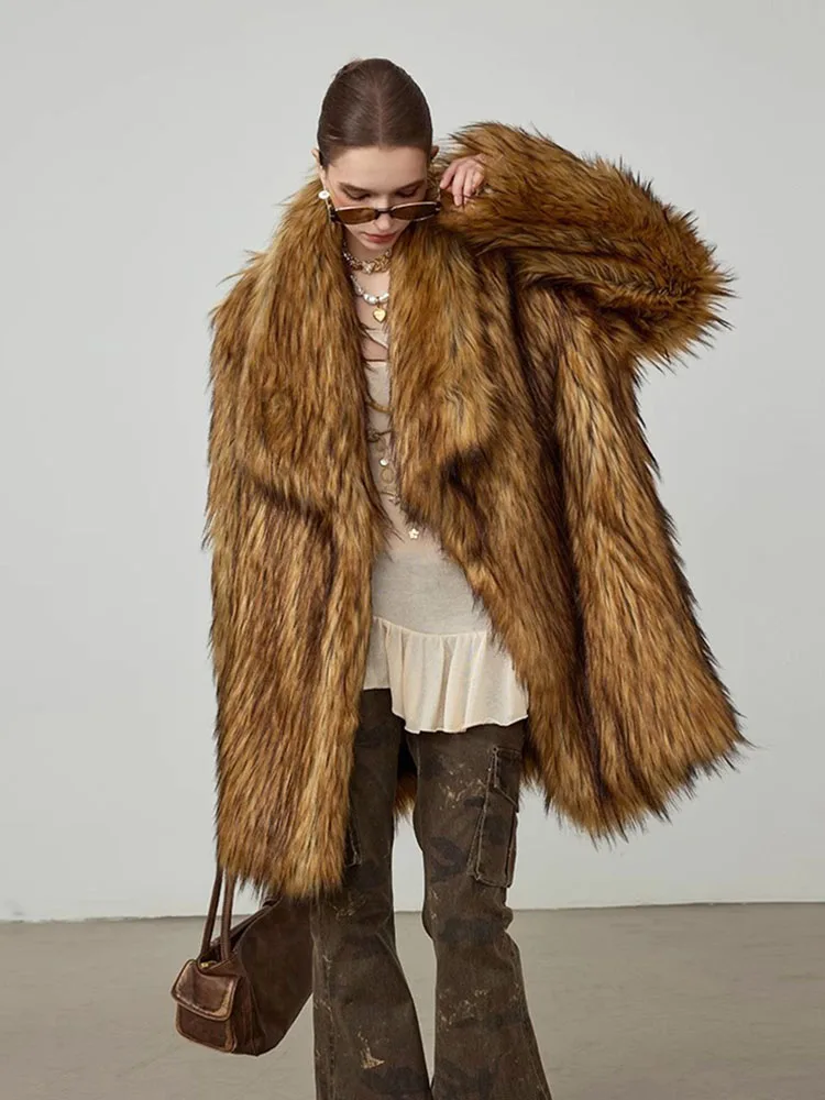 ZADORIN ใหม่ในเสื้อโค้ทและแจ็คเก็ตหรูหราฤดูหนาวเสื้อผ้าผู้หญิงยาวสีน้ําตาล Faux FUR Coat หลวมเสื้อขนสัตว์ผู้หญิงเสื้อขนสัตว์