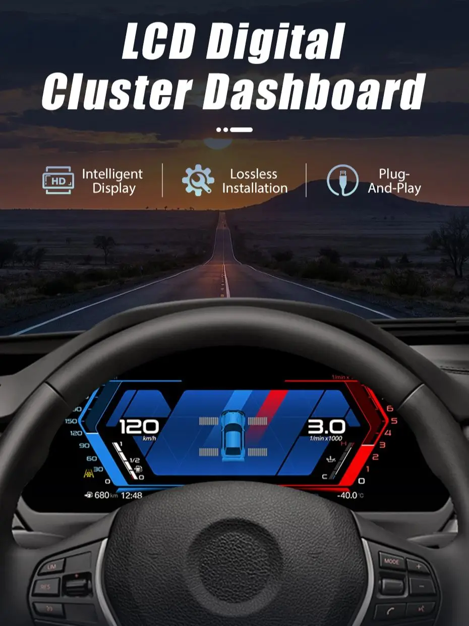 Junsun Digitales Kombiinstrument für BMW 3er 4er Serie F30 F31 F32 F33 F36 6er GT-F34 LCD Auto-Instrumentenanzeige Virtuelles Cockpit