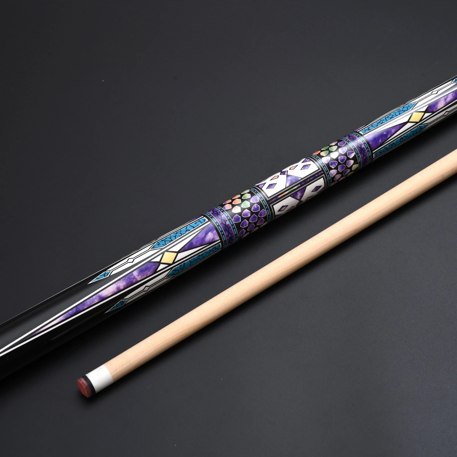 13mm Maple Pool Cue with Full-Length Grandiose Water Transfer Decal | Premium 57-Inch Design