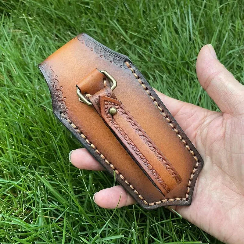 15cm Universal Folding Knife Leather Sheeth Scabbard Outdoor Knife Holsters Portable Knife Scabbard Safe Cover Home&Outdoor