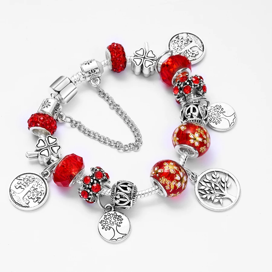 Tree of Life Series Tree Pendant Female charm bracelet and boutique glass beads brand bracelet for women