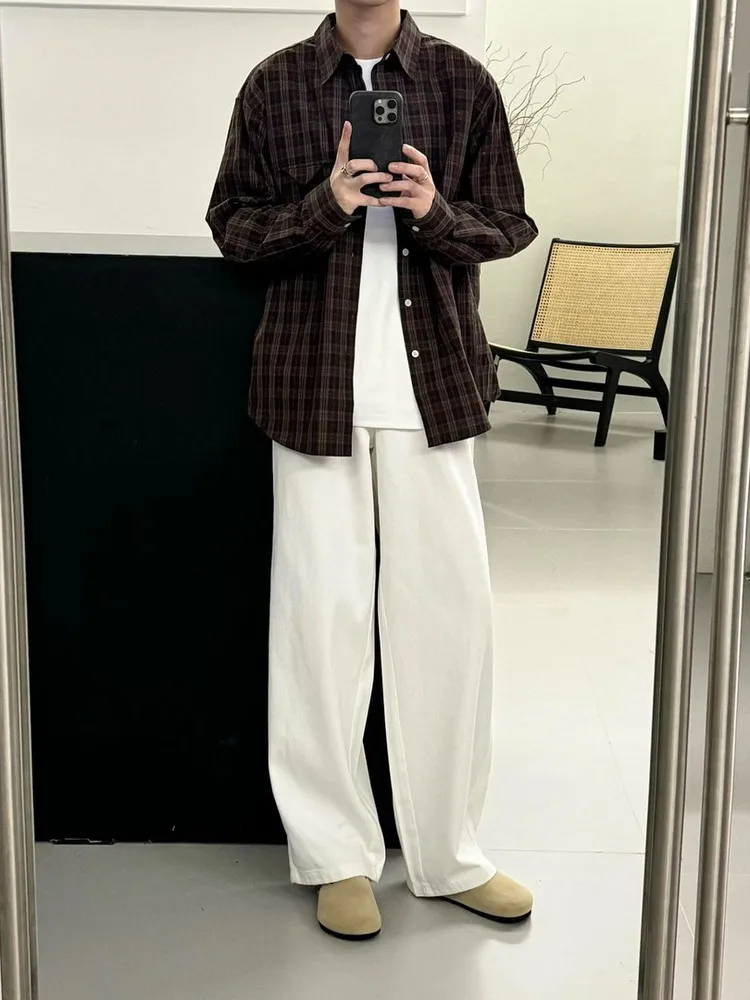 

American High Street Retro Straight Leg White Jeans Men's Washed Basic Simple Loose Hong Kong Style Casual Long Pants