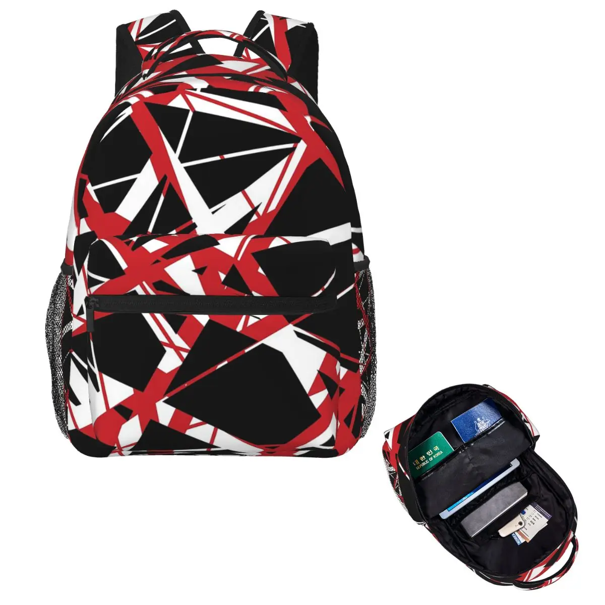 

EVH Inverted Stripes Design (red) Student Backpack School Bag Hiking Travel Daypack for Men Women Fashion Bookbag Shoulder Bags