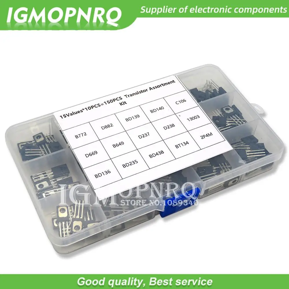 150pcs TO-126 Transistor Assortment Kit pack B772 D882 BD139 BD140 C106 D669 B649 D237 D238 13003 BD136 BD235 BD438 BT134 2P4M