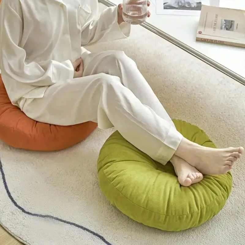 Zielona Duża Okrągła Poduszka Podłogowa Lniana Do Medytacji Jogi Gruba Mata Tatami Poduszki Dziecięce Mata Puf Gruby Poduszka Na Krzesło Balkonowa Poduszka 방석