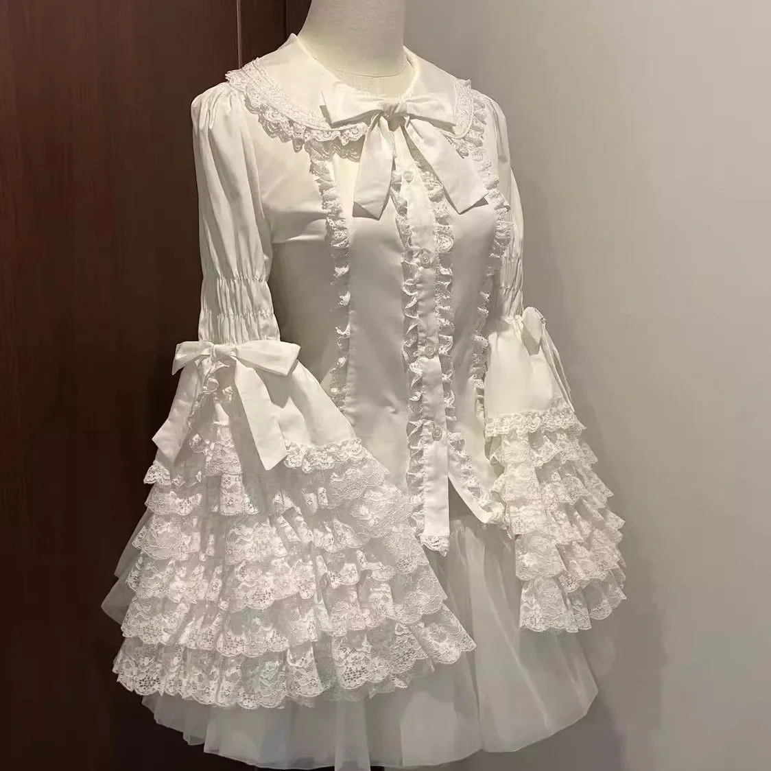 Lolita camisa branca elegante feminina estilo preppy blusas bonito peter pan colarinho renda plissado jk camisas meninas manga longa blusas mujer