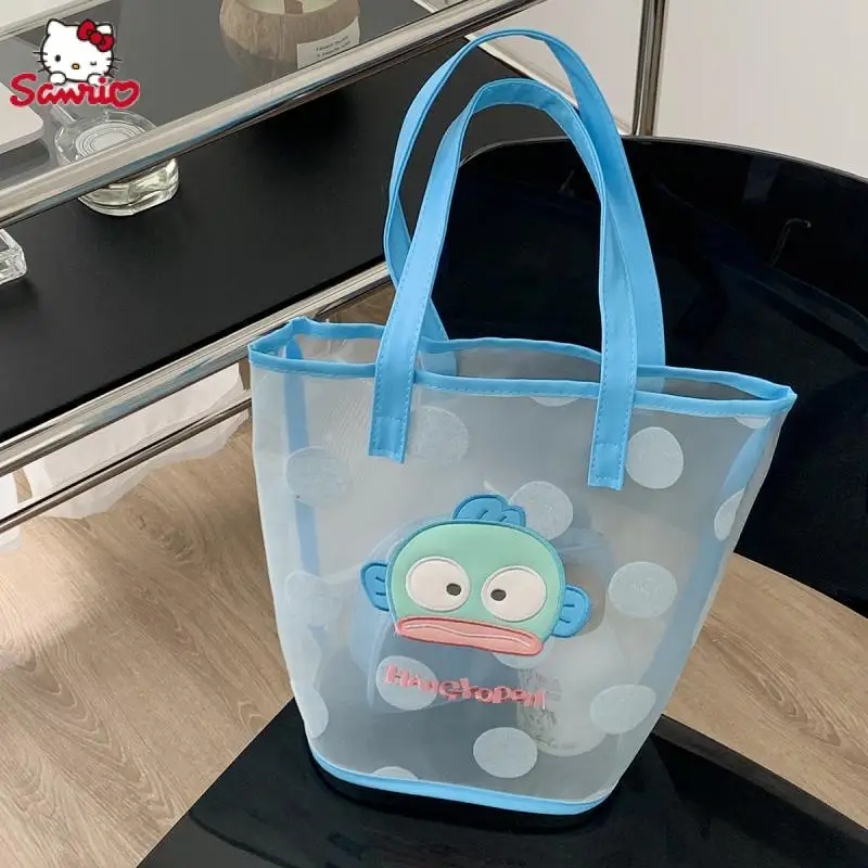 Kawaii Sanrio Anime Gauze Handbag Cute Hangyodon Cartoon Portable Large Capacity Swimming Wash Bag Shoulder Bag Gifts for Girls