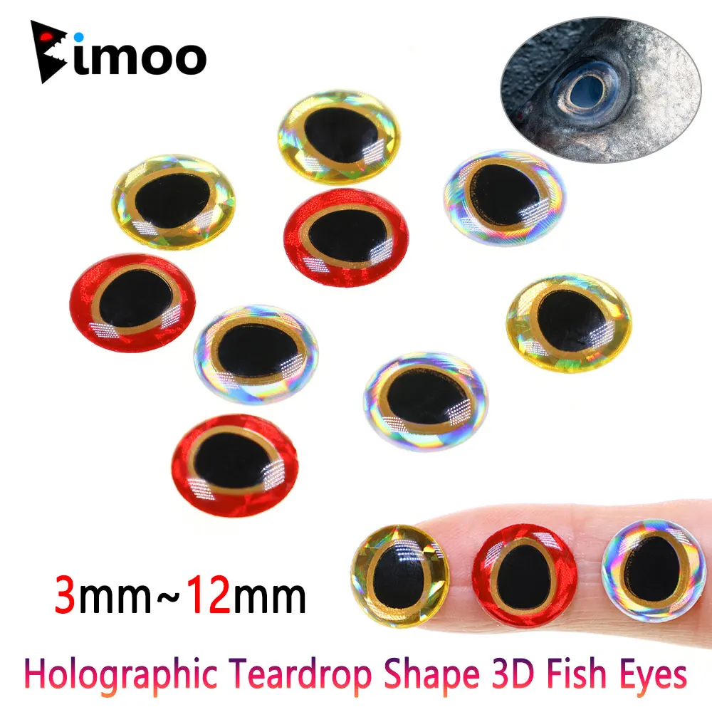 

100pcs Holographic Teardrop 3D Fish Eyes Saltwater Streamer Flies Tying Material Jigs Craft Dolls Eyes Fishing Jig Lure Making