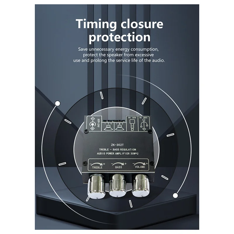 

A69Z ZK-302T Bluetooth цифровой модуль усилителя мощности 2,0 стерео двухканальный 30 Вт + 30 Вт с высокими и низкими тонами