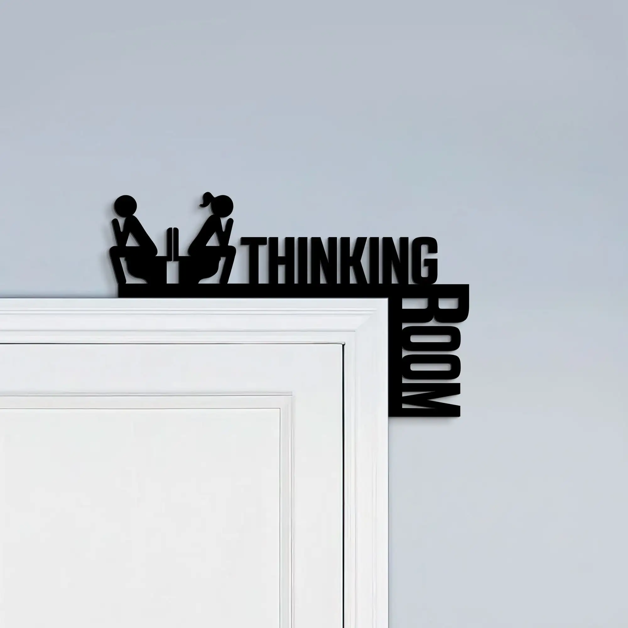 1pc Metal Thinking Room Toilet Sign Stylish Bath Room Wall Sculpture - Home Decor Artwork Decorative Door Frame Pendant Gifts