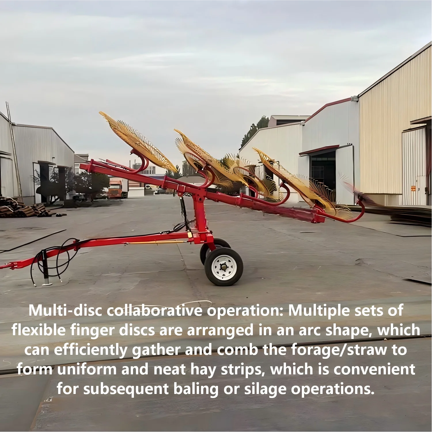 Farm Machinery7.3M Finger Rake with Spring Steel Tines, Gentle and Thorough Raking for Dry Hay and Straw