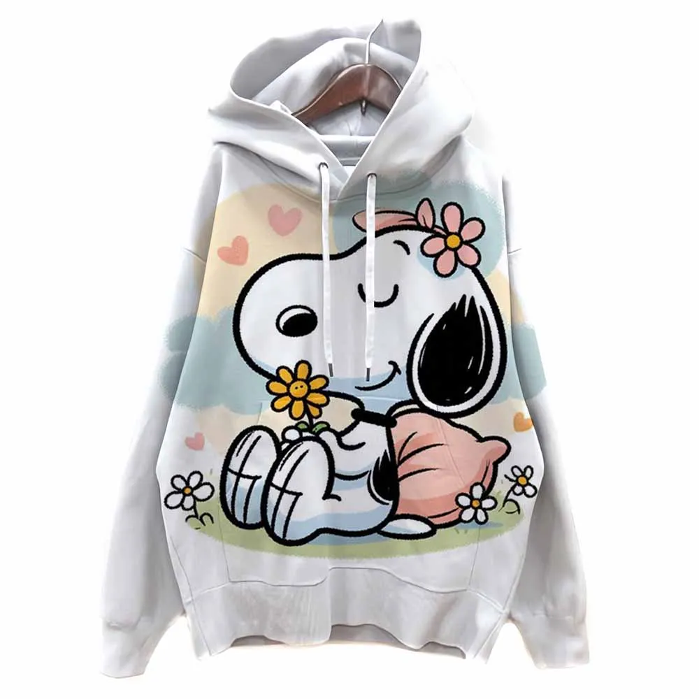 Felpe con cappuccio a maniche lunghe da donna Felpa girocollo con stampa Snoopy Felpa unisex autunno inverno Y2k Pullover Abiti gotici anni '90