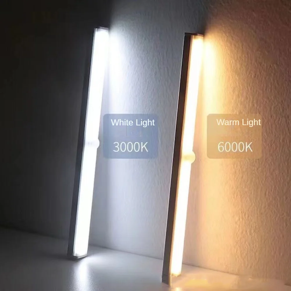 Luz LED nocturna recargable por USB con Sensor de movimiento para debajo del gabinete, iluminación para cocina, dormitorio, lámpara de pared, lámpara de armario y escalera