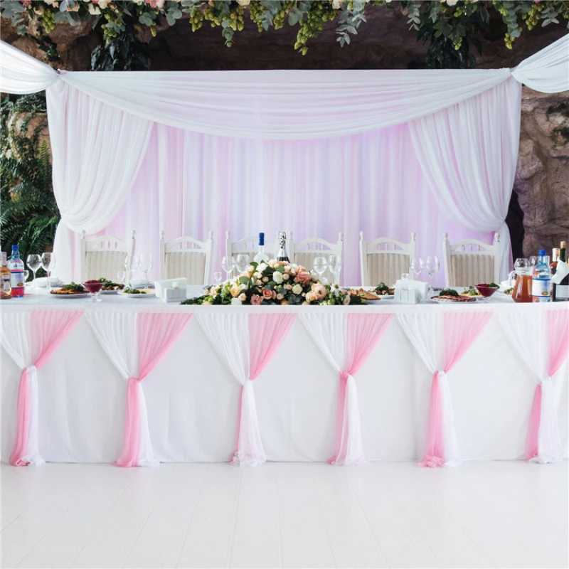 Solid Color Tutu Table Skirt Two-Layer Pink Blue Purple Tulle Table Cloths Wedding Party Dessert Banquet Table Decor Tablecloth