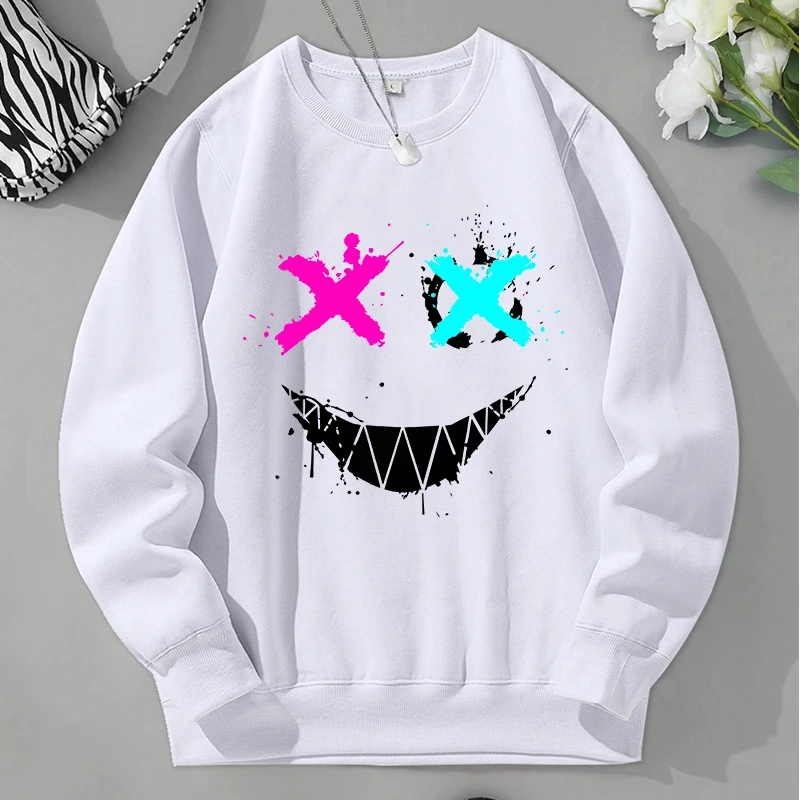 Graffiti Style Print Sweatshirt Men Harajuku Casual Round Neck Clothes Hip Hop Fashion Sports Wear Autumn Warm Fleece Pullover