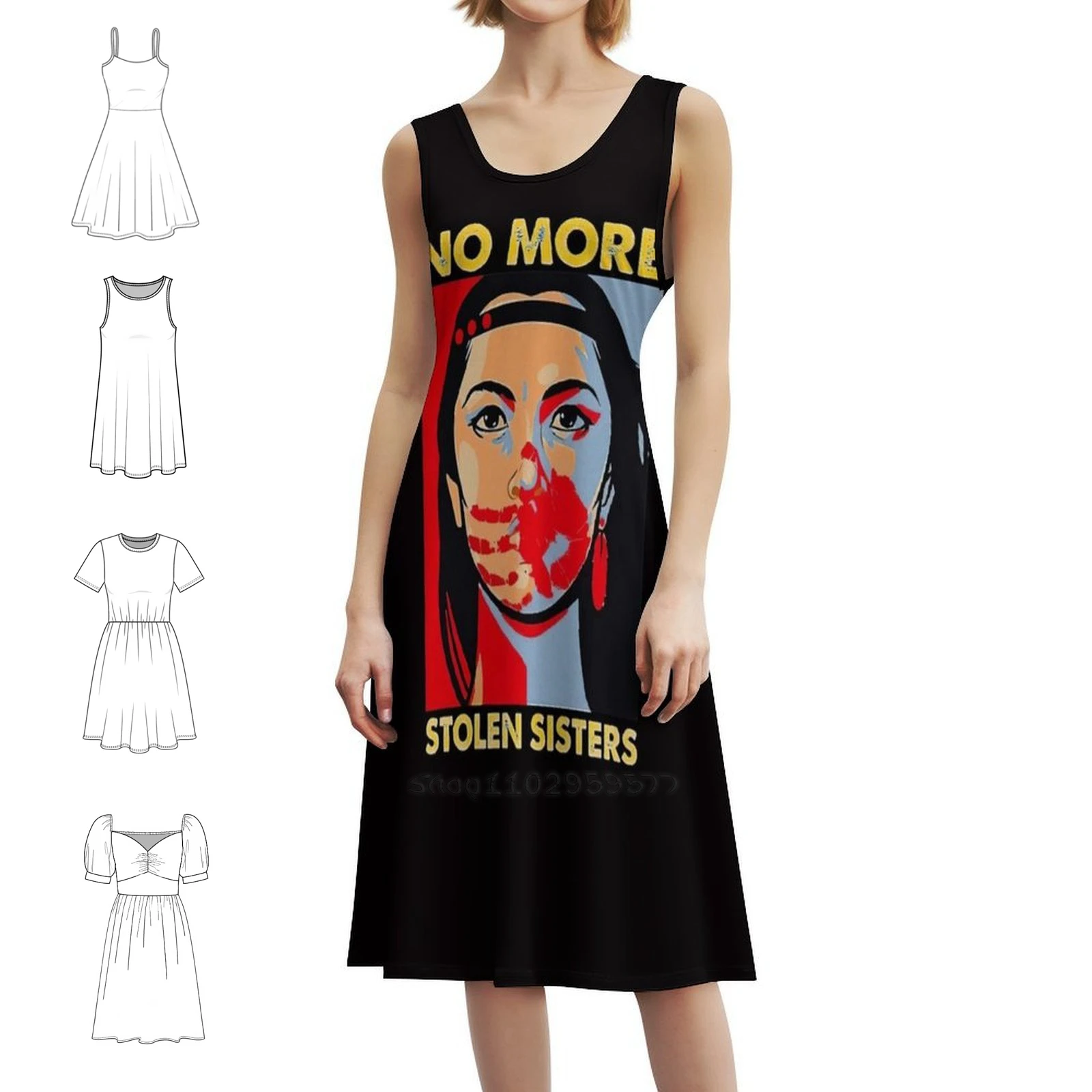 

Мини-платье Mmiw в консервативном стиле для женщин, свободное повседневное длинное платье трапециевидной формы Mmiw No More Stolen Sisters No More, женское платье